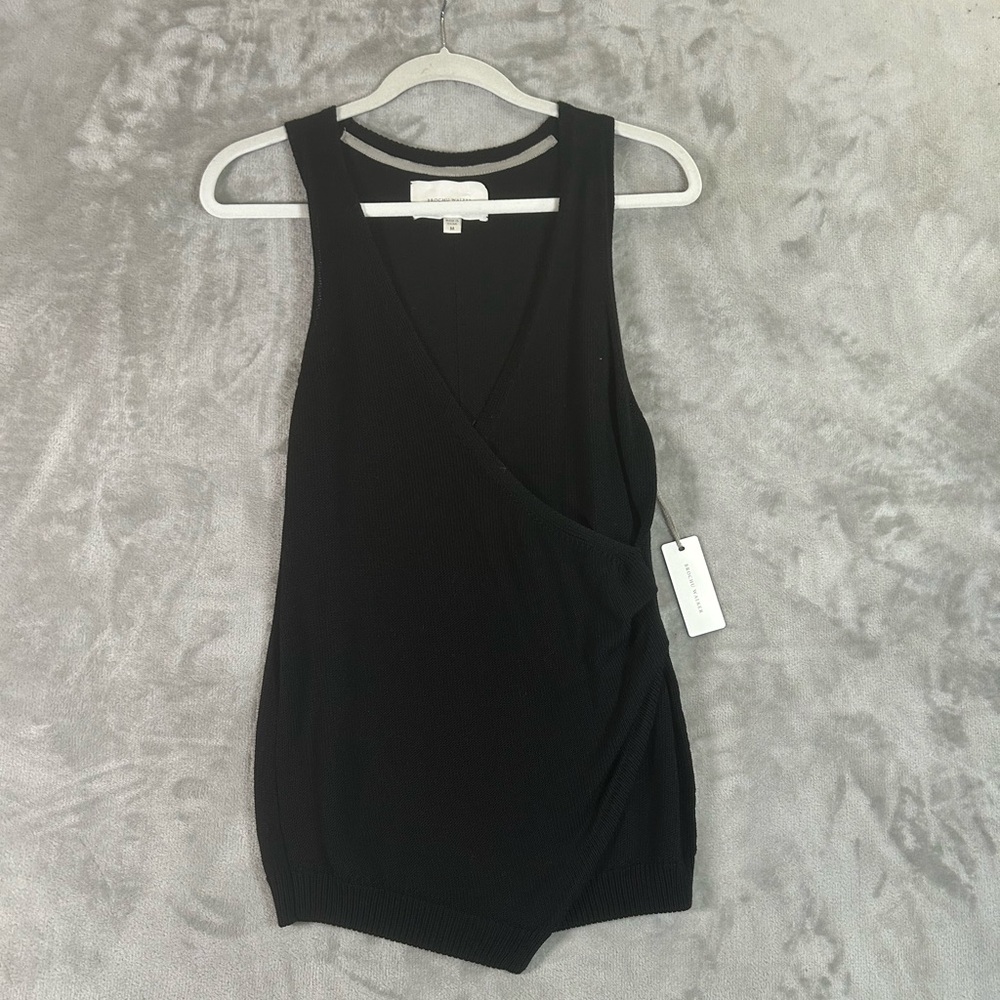 NWT Brochu Walker Laurie knit crossover black sleeveless tank - Picture 2 of 10